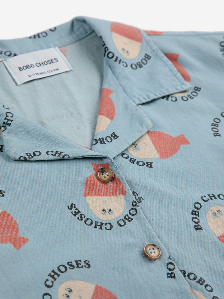 Bobo Choses - Morning Egg all over light denim shirt