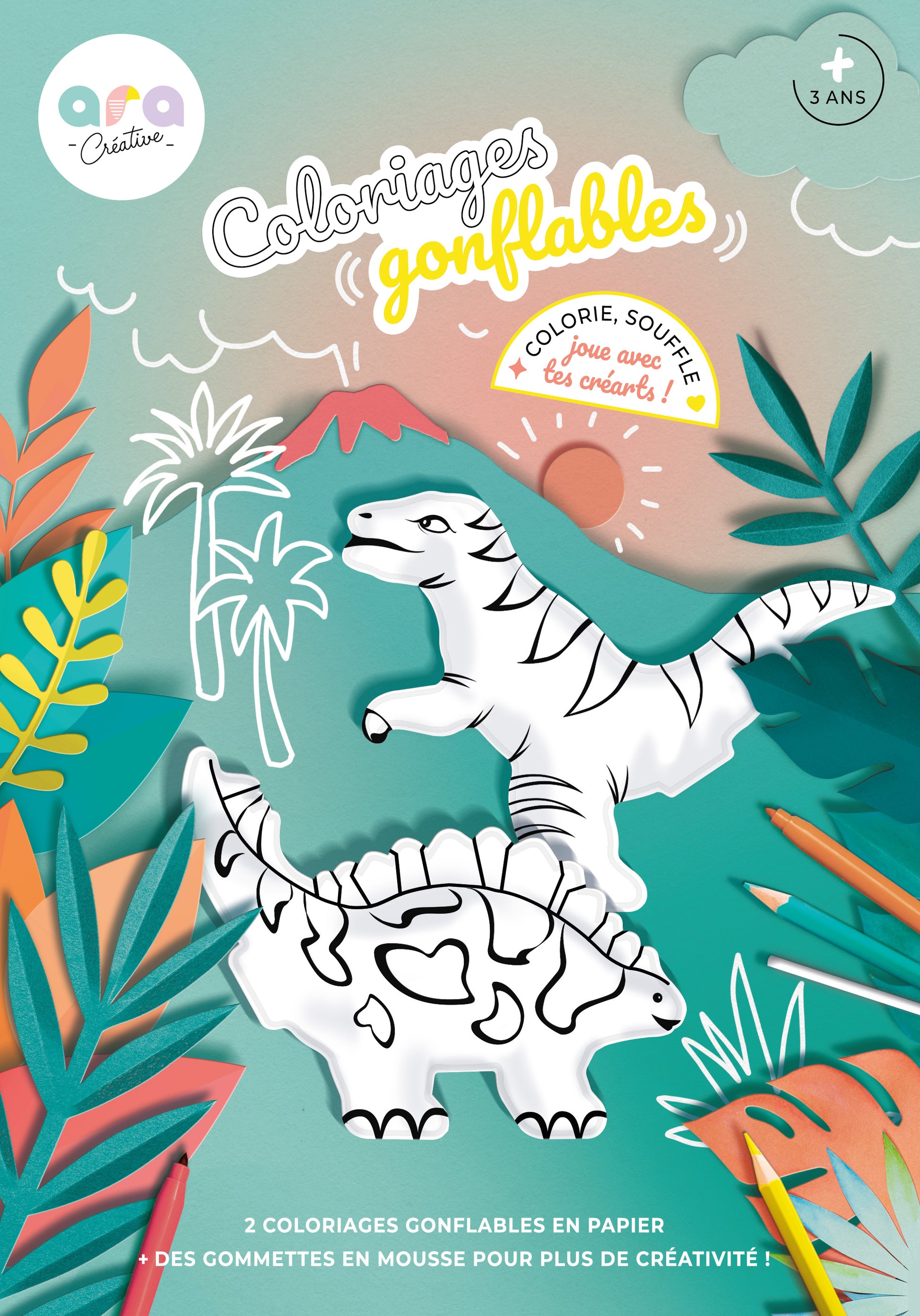 Ara Creative -  Opblaasbare kleurplaat dino