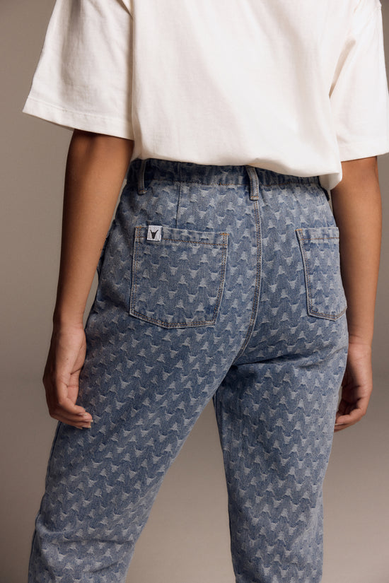 TAPERED BULL DENIM PANTS