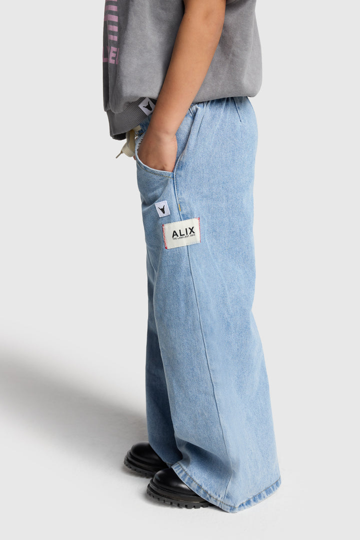 KIDS WIDE LEG FLOWY DENIM PANTS