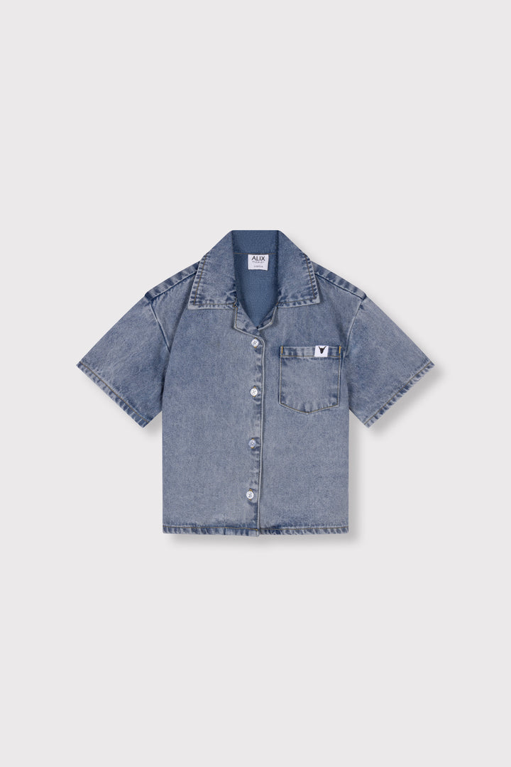 KIDS SHORT SLEEVE DENIM BLOUSE