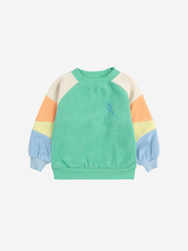 Bobo Choses - Green color block terry cloth sweatshirt