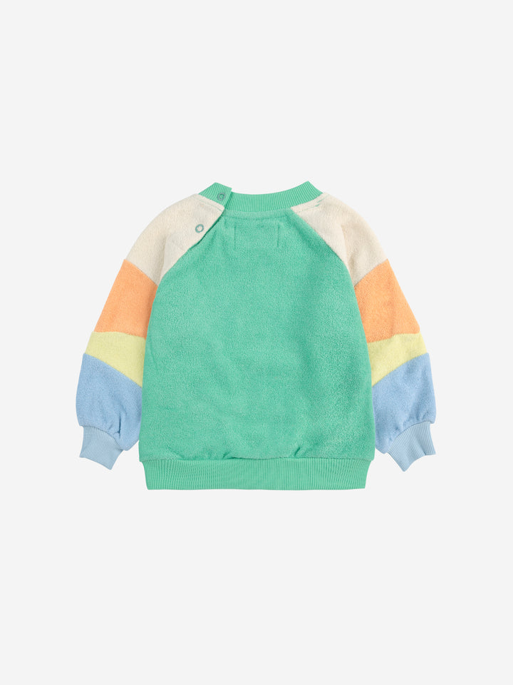 Bobo Choses - Green color block terry cloth sweatshirt