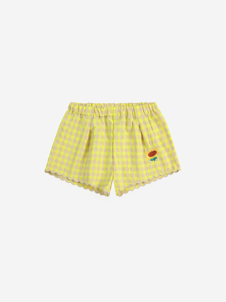 Bobo Choses - Vichy ruffle woven shorts