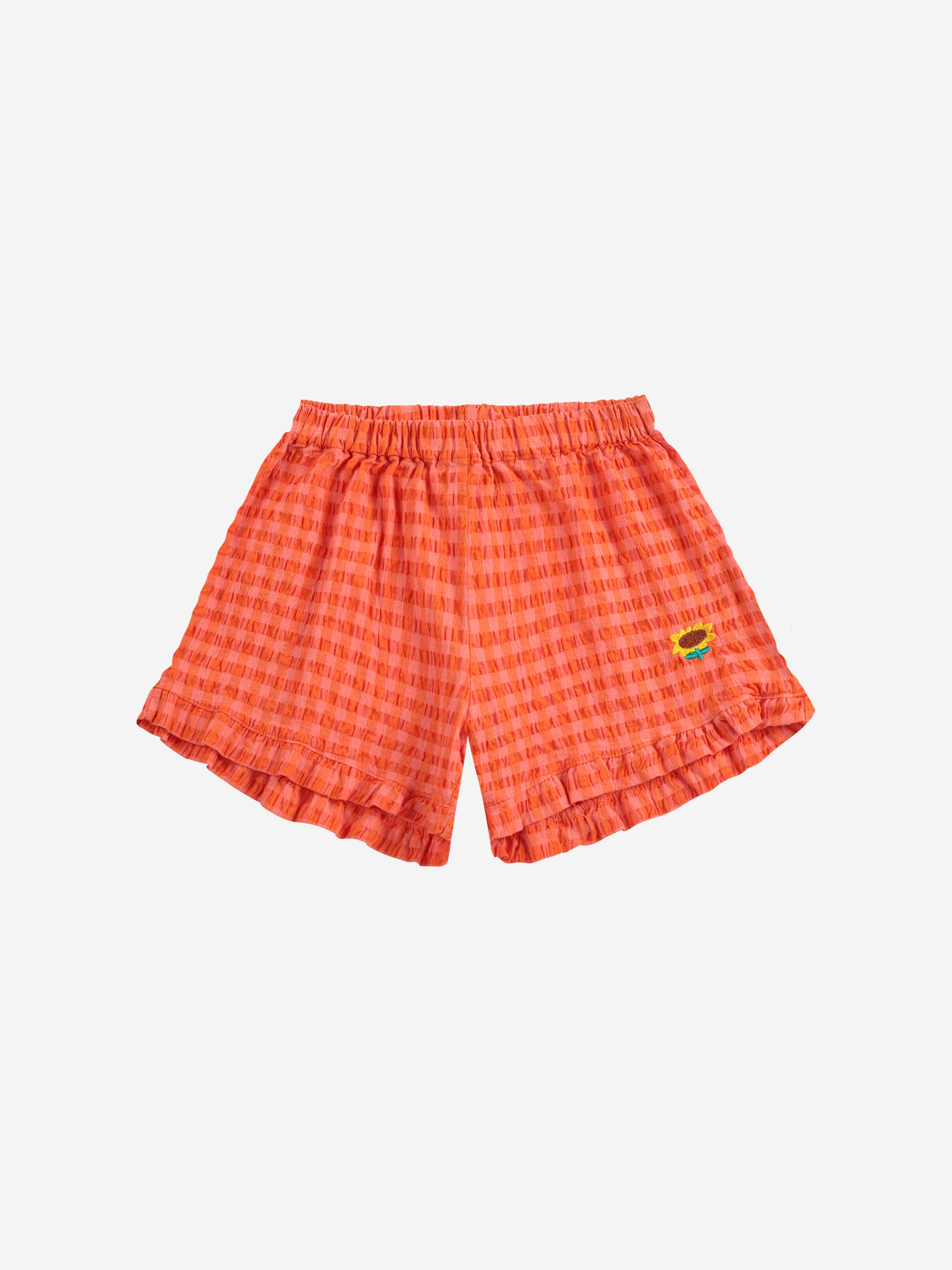 Bobo Choses - Vichy ruffle woven shorts