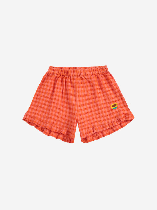 Bobo Choses - Vichy ruffle woven shorts