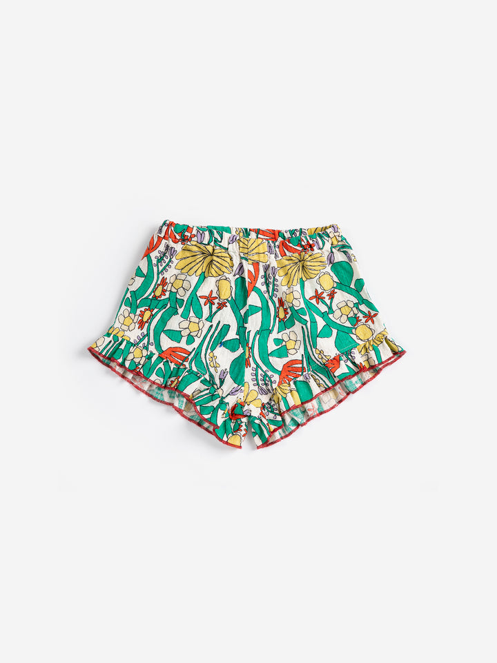 Color Herbalist all over ruffled shorts