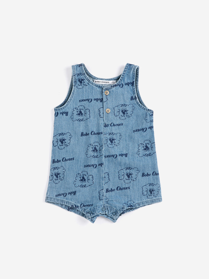 Pickles The Dog all over denim playsuit
