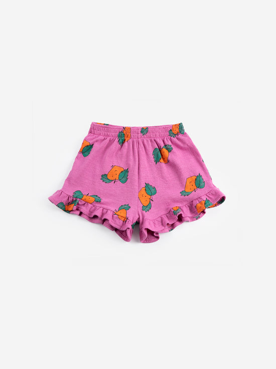 Tangerine all over ruffled shorts