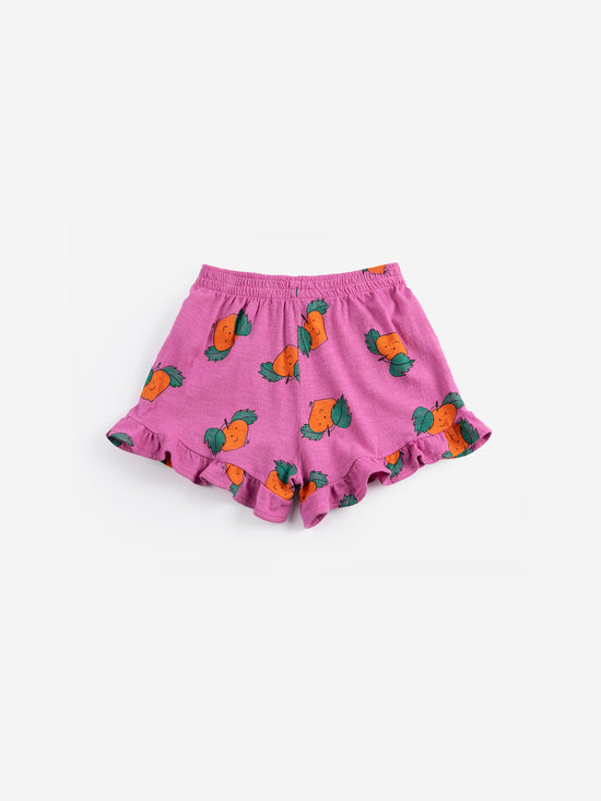 Tangerine all over ruffled shorts