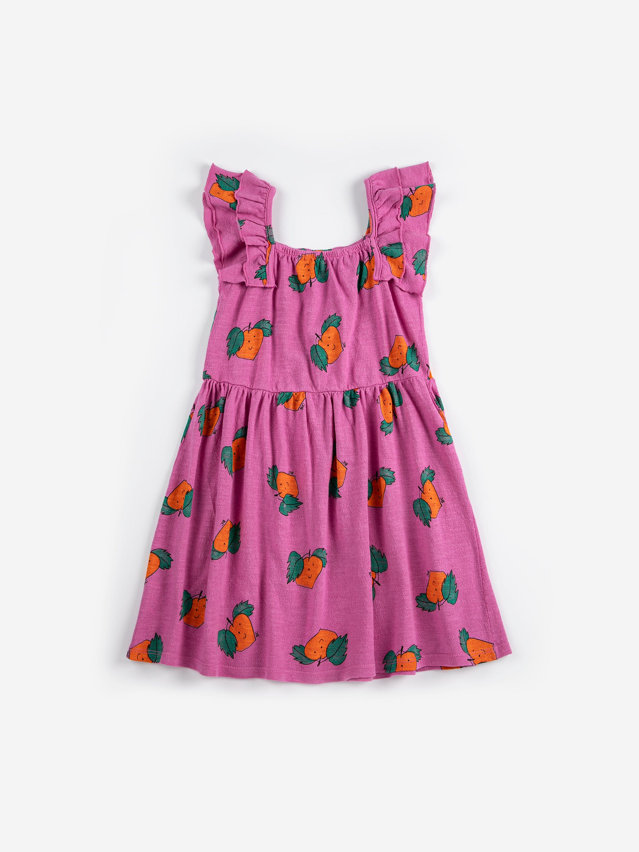 Tangerine all over ruffled dress