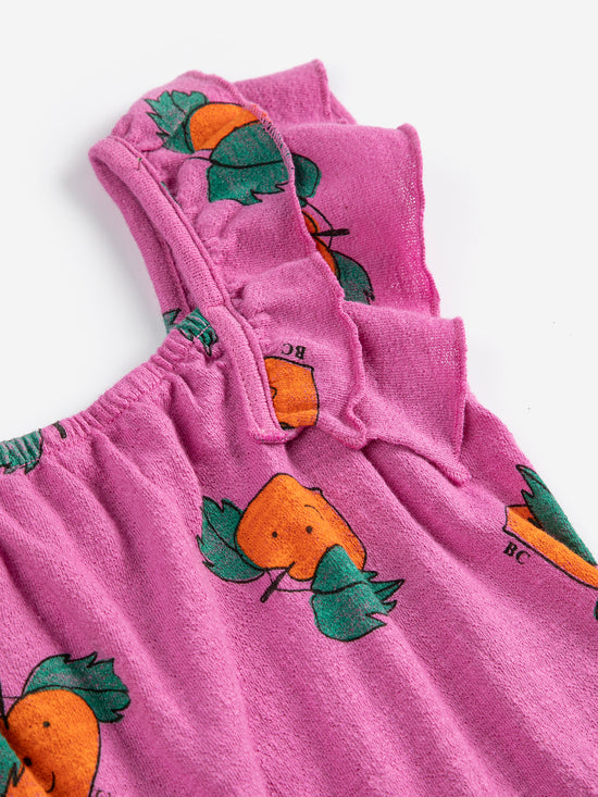 Tangerine all over ruffled dress