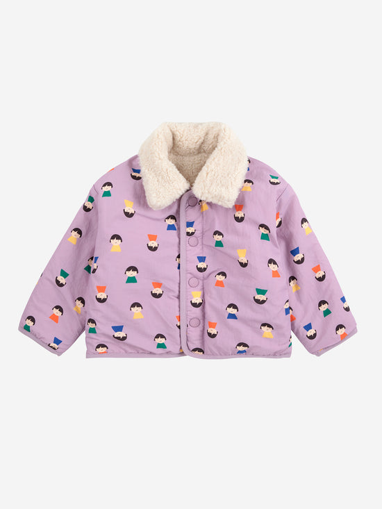 Game Pawns all over reversible sheepskin jacket