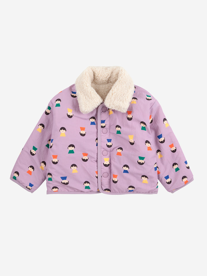 Game Pawns all over reversible sheepskin jacket