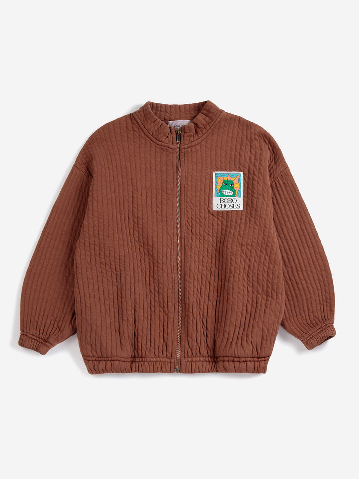 Beast Tag zipped quilted sweatshirt