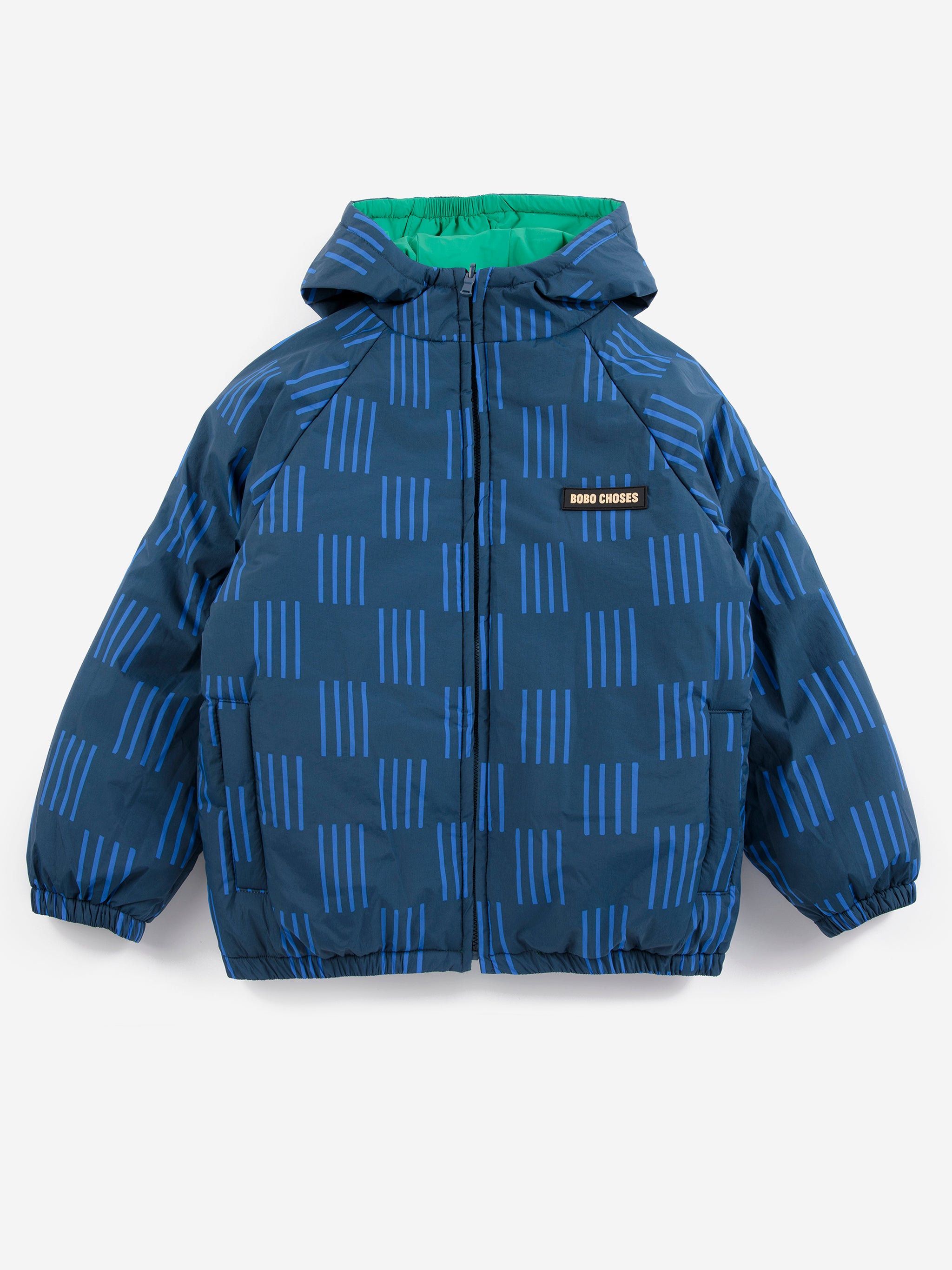 Almost Moiré all over reversible anorak