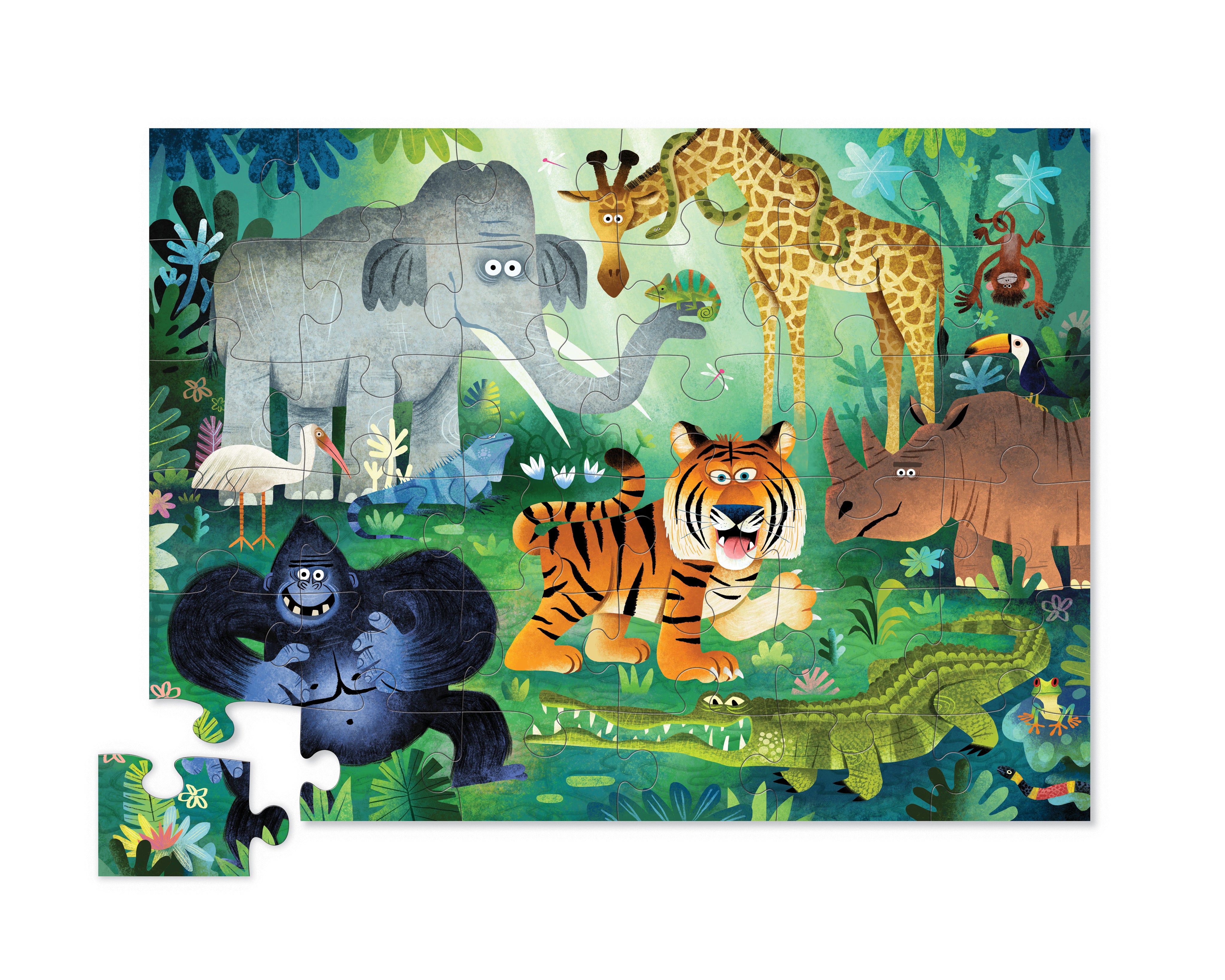 Shaped box puzzle - Wilde dieren 36 st.