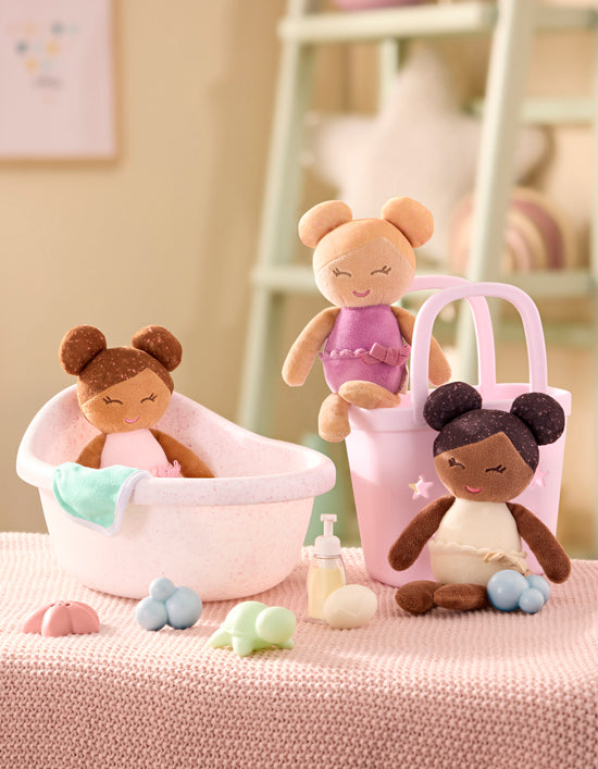 3 Baby Bath Dolls in a Basket Playset