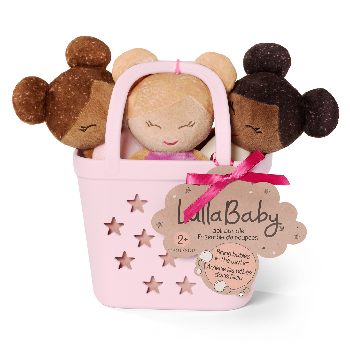 3 Baby Bath Dolls in a Basket Playset