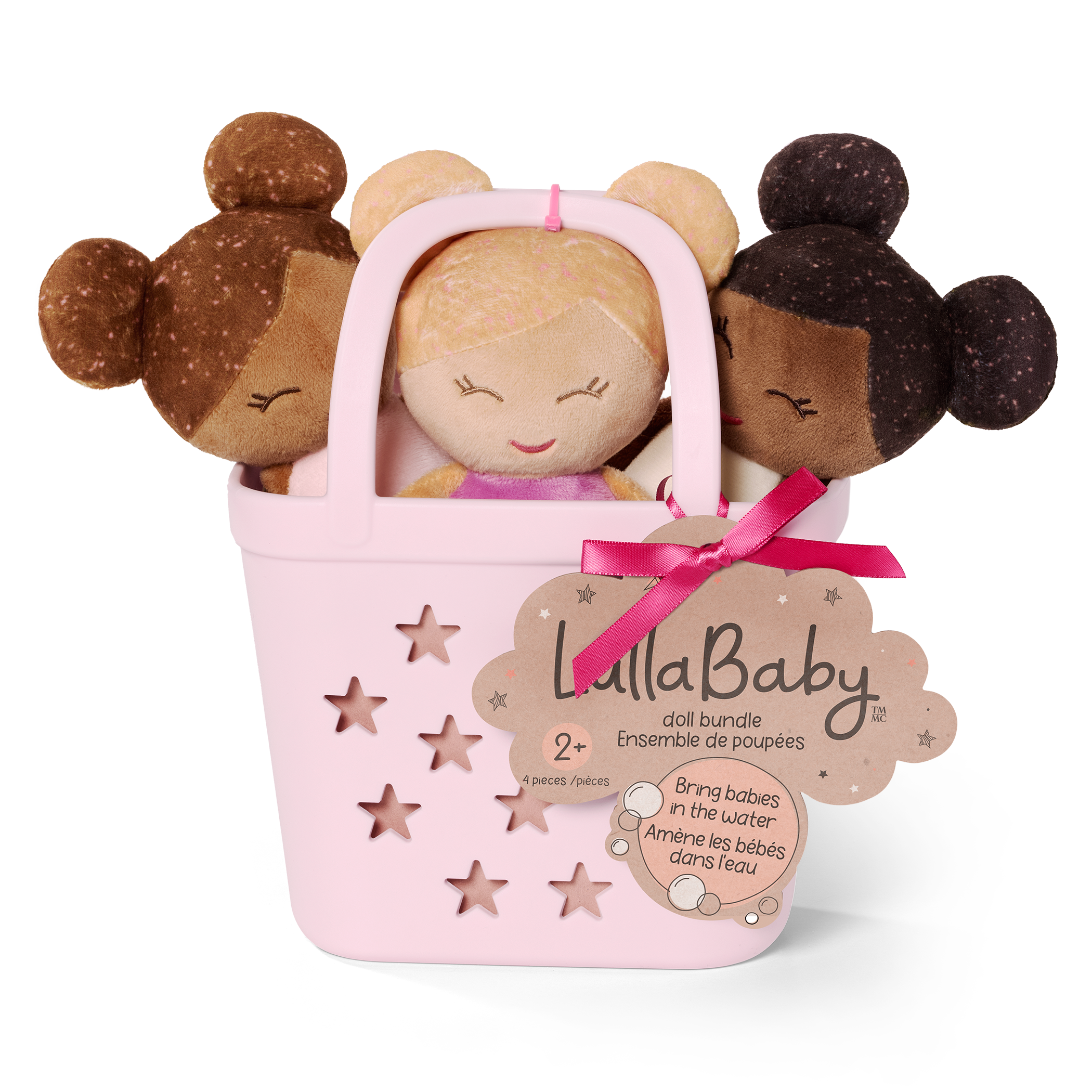 3 Baby Bath Dolls in a Basket Playset