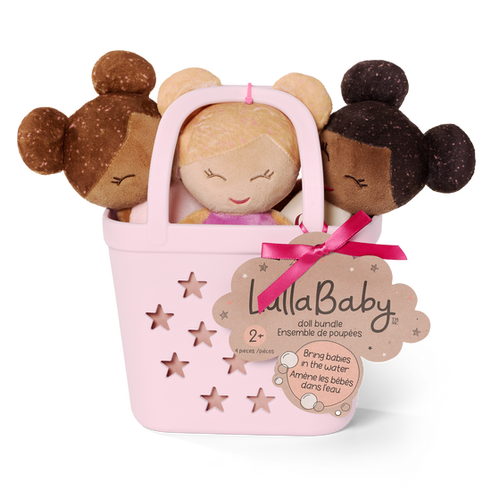 3 Baby Bath Dolls in a Basket Playset