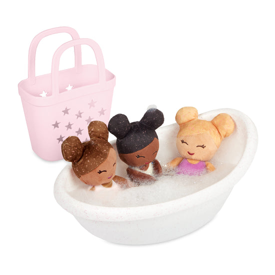 3 Baby Bath Dolls in a Basket Playset