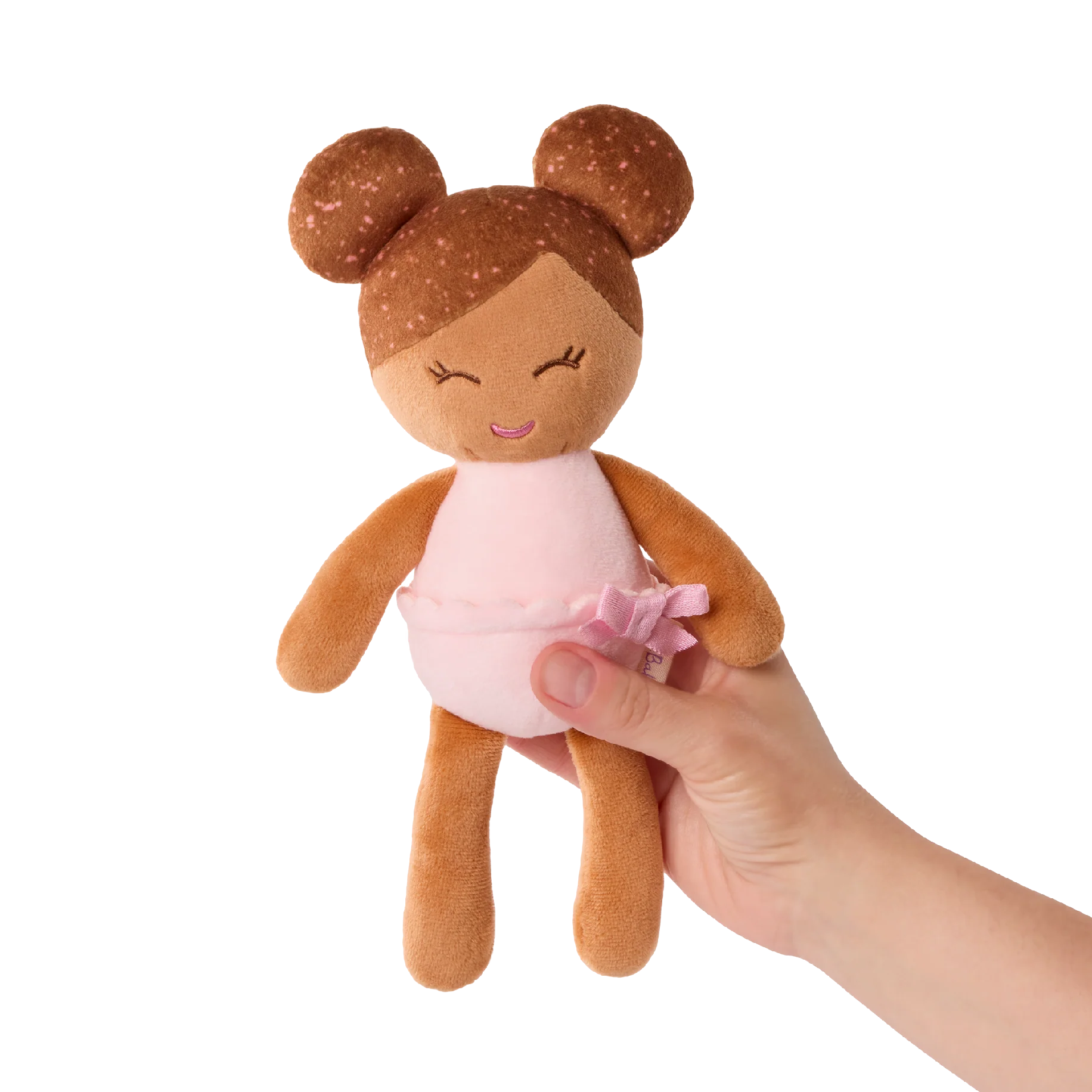 Small plush bath doll brown hair