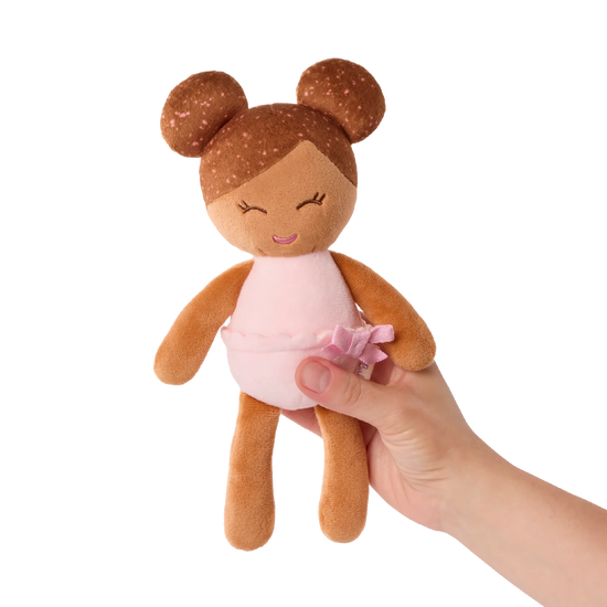 Small plush bath doll brown hair