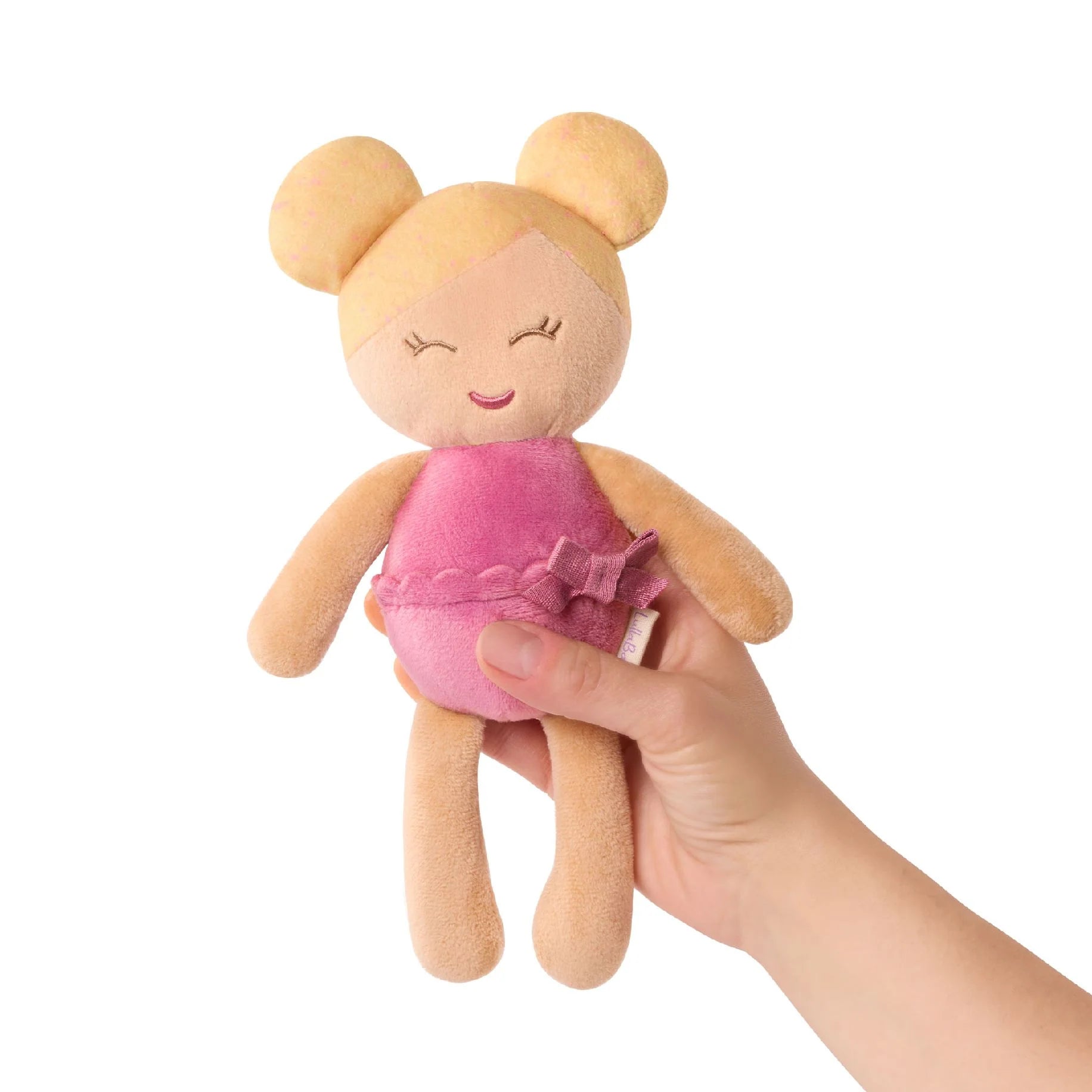 Small plush bath doll blond hair