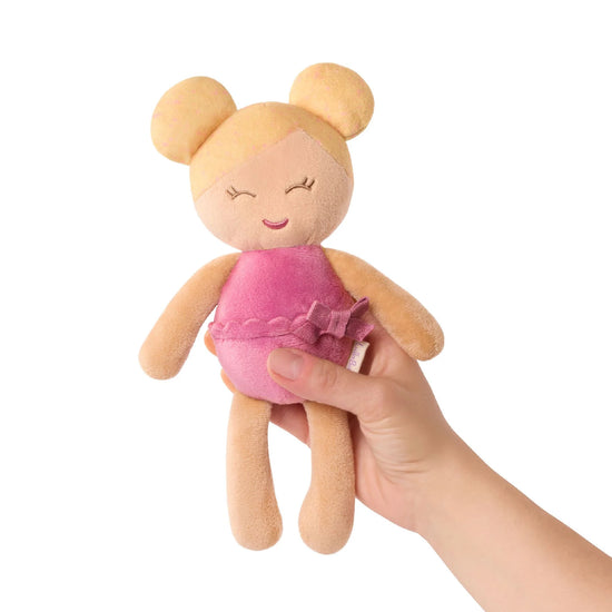Small plush bath doll blond hair
