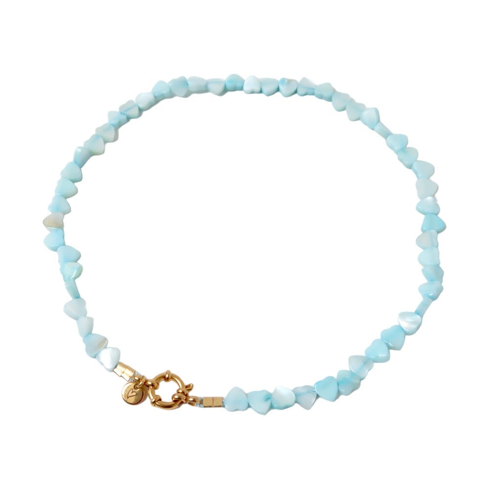 Necklace - Seashelly hearts baby blue