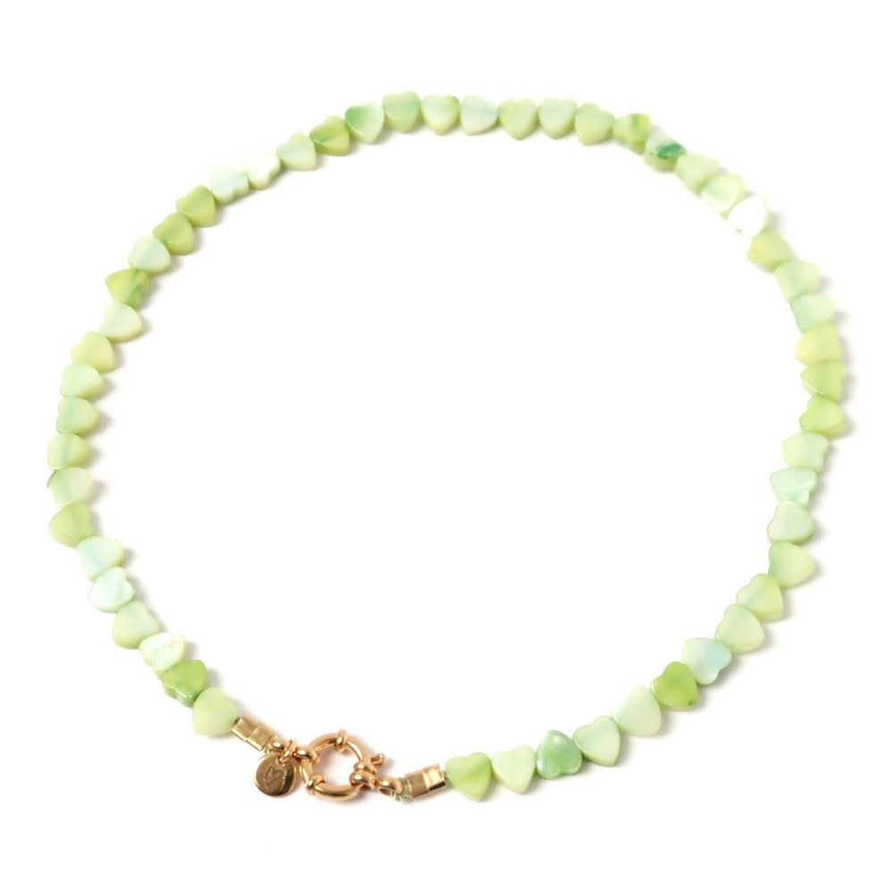 Necklace - Seashelly hearts green