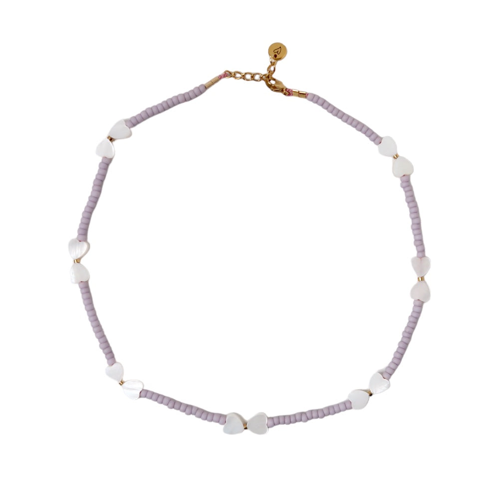 Necklace - Hearts white/lila
