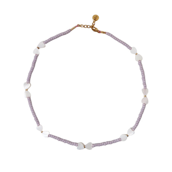 Necklace - Hearts white/lila