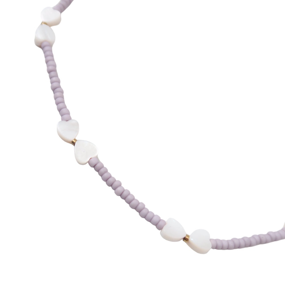 Necklace - Hearts white/lila