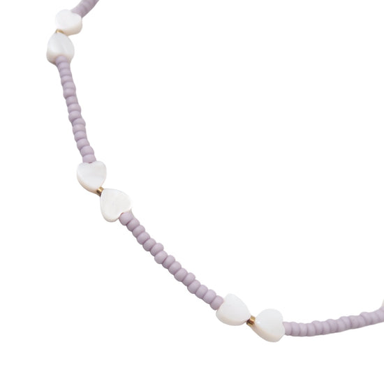 Necklace - Hearts white/lila