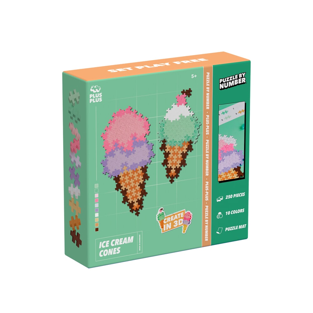 Plus-Plus Puzzle by number ice cream cones