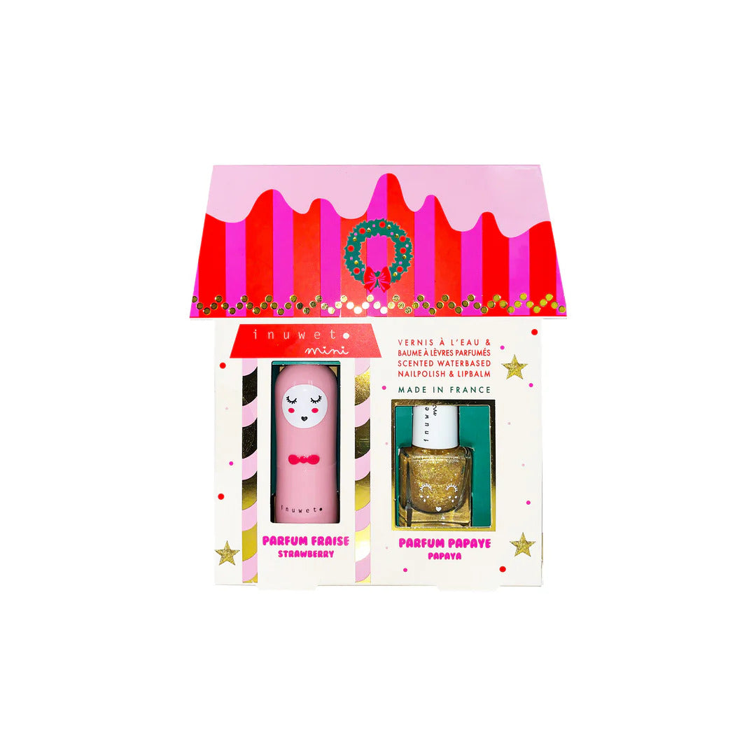 Inuwet - lipbalm en nagellak set kerst