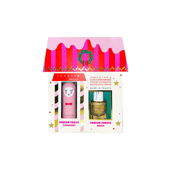 Inuwet - lipbalm en nagellak set kerst