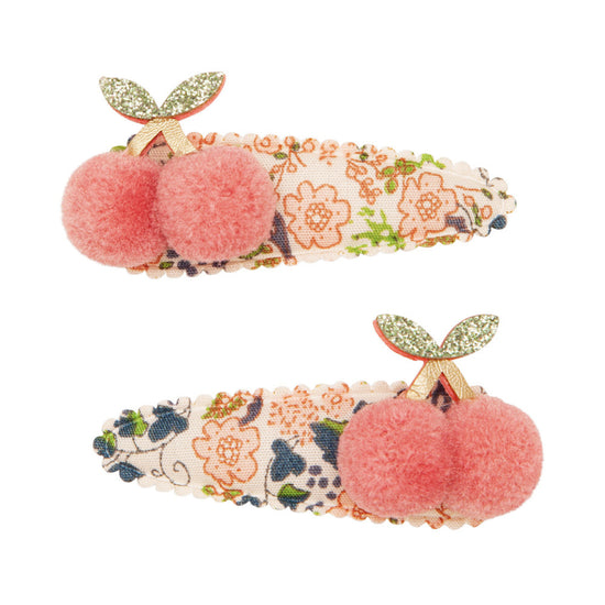 FLORAL POM POM CHERRIES CLIPS 2 st.
