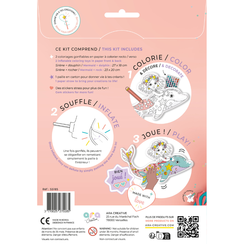Ara Creative - Opblaasbare kleurplaat Mermaid
