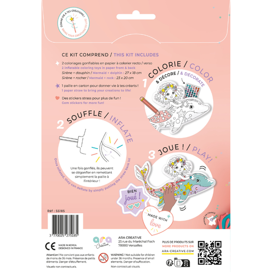 Ara Creative - Opblaasbare kleurplaat Mermaid