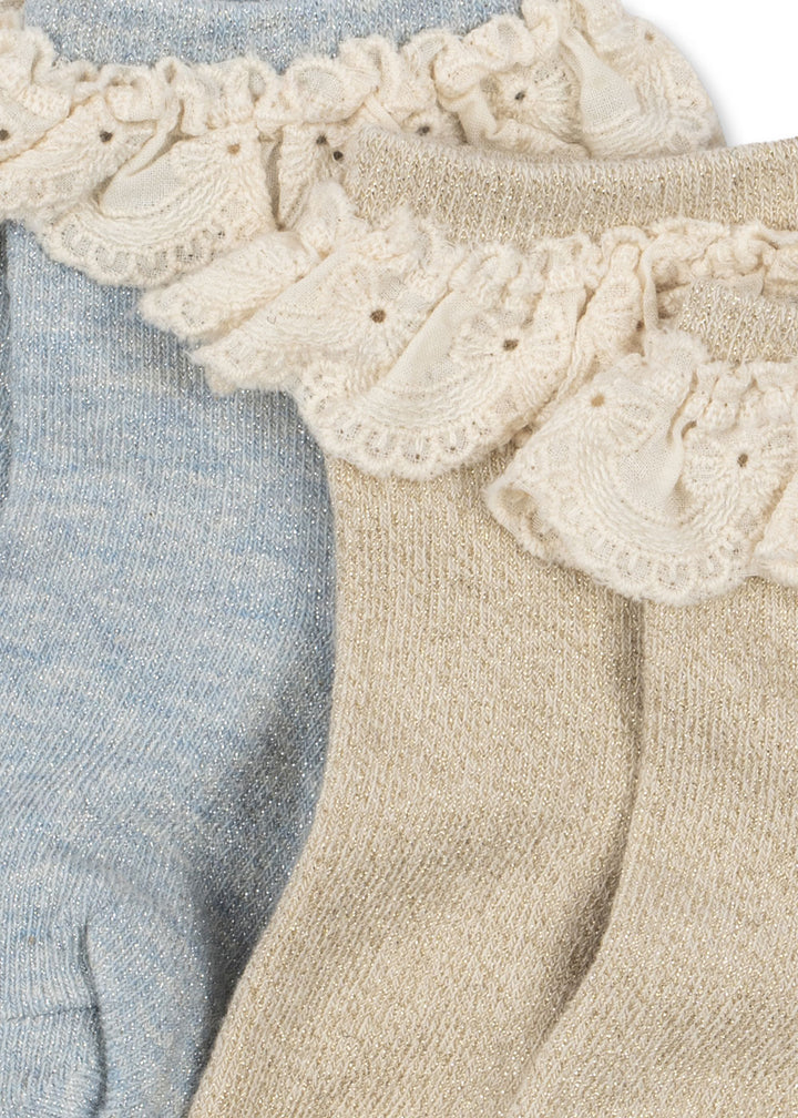 2 PACK GLITTER FRILL SOCKS