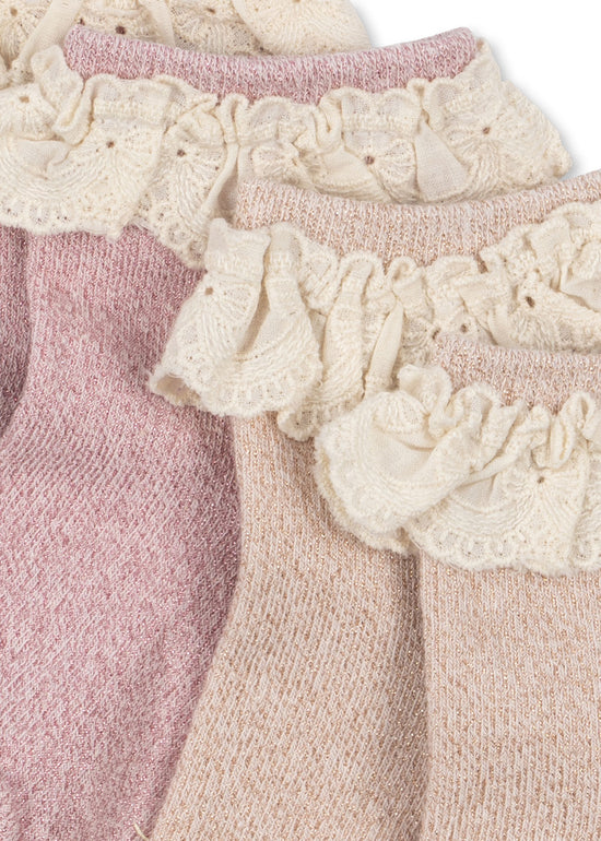 2 PACK GLITTER FRILL SOCKS