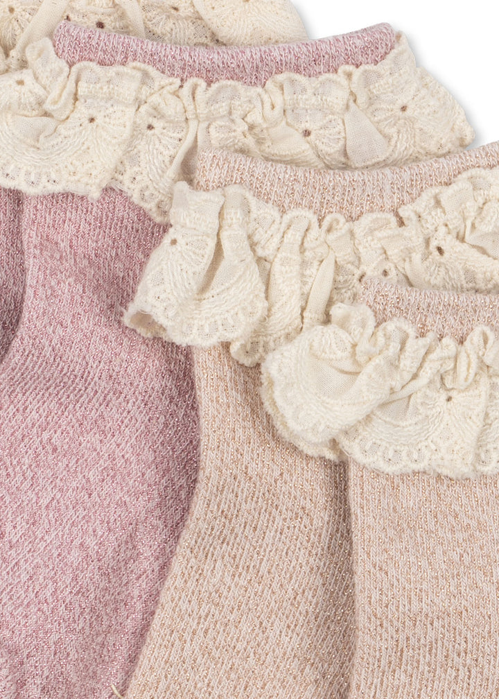 2 PACK GLITTER FRILL SOCKS